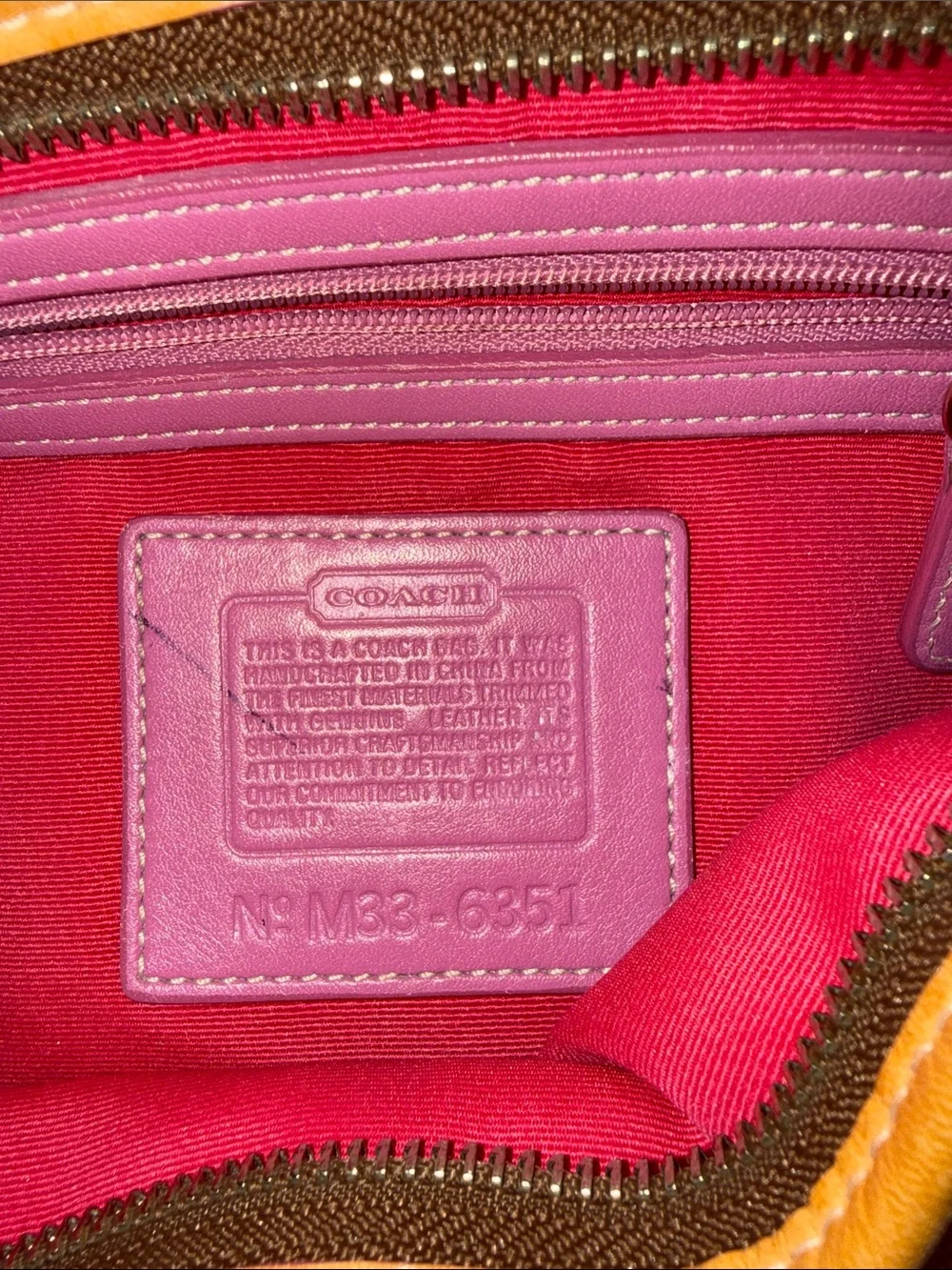 Coach Pink Signature Canvas Hobo with Tan & White Accents